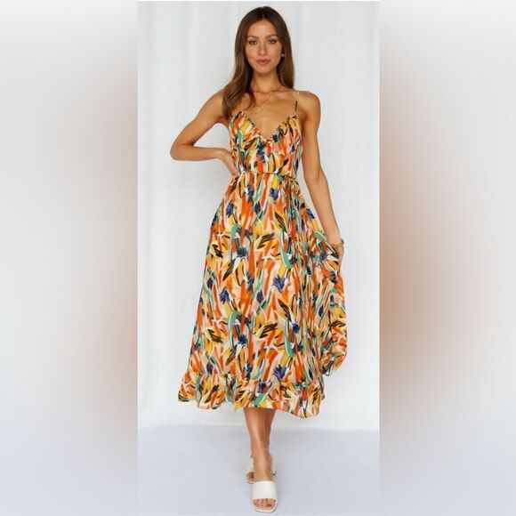 INDIKAH MIDI FLORAL DRESS NEW WITH TAGS - Picture 1 of 13